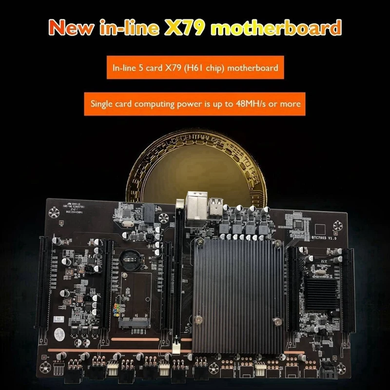 2X материнская плата для майнинга BTC X79 H61 + E5 2609 V2 CPU 5X PCI-E 8X LGA 2011 DDR3 поддержка 3060 3080 GPU для майнинга BTC (art.: 3920be35344af) - 3920be35344af