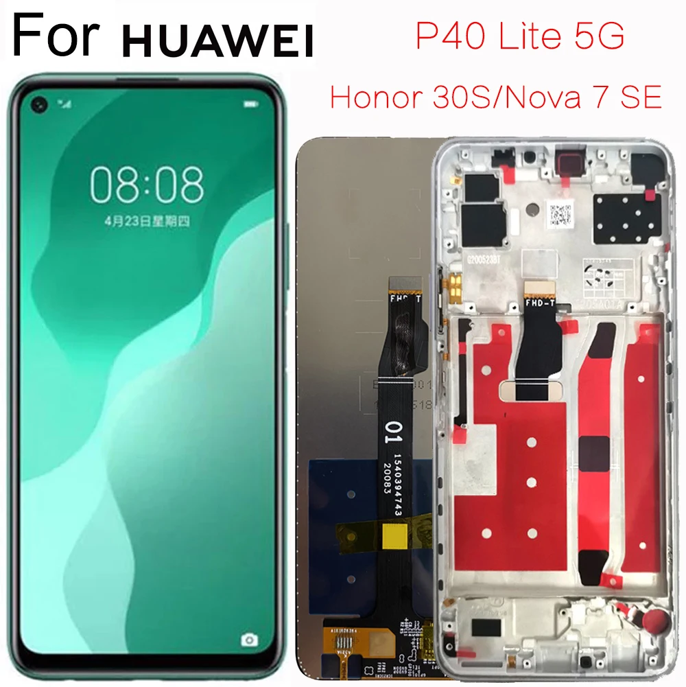 ЖК-дисплей для Huawei P40 Lite 5G N29A, ЖК-дисплей с рамкой Honor 30s CDY-NX9A, замена экрана для Nova 7 SE, дисплей
