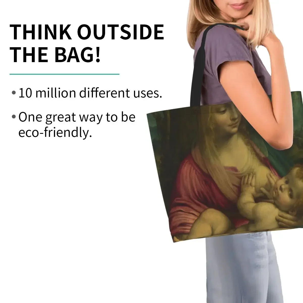 Сумка для покупок из ткани с изображением Леонардо да Винчи