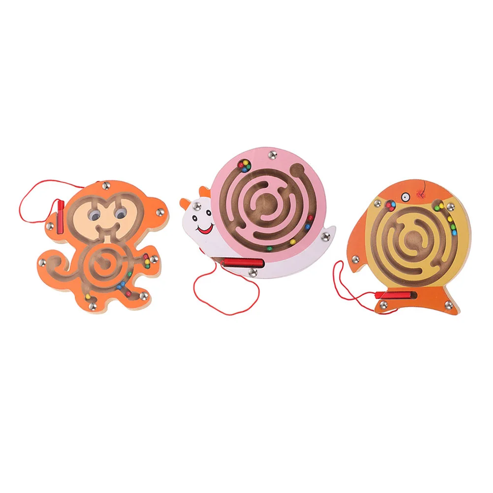 

3Pcs Cartoon Educational Wooden Maze Magnetic Puzzles For Kids Ages 3-5 for Play Children Kids Home