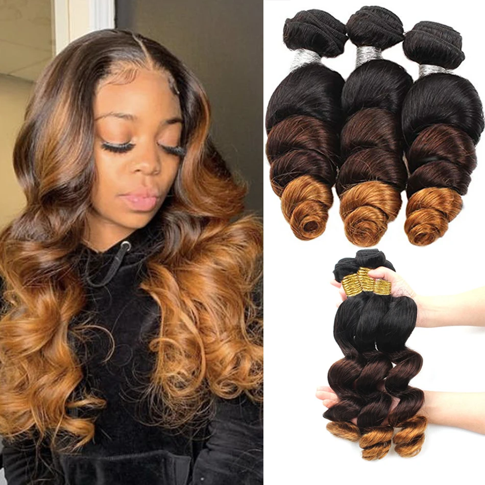 

DreamDiana 100% Peruvian Hair Weave Loose Wave 4 Bundles Ombre Curly Hair wholesale Human Hair Remy Loose Wave Hair Extensions