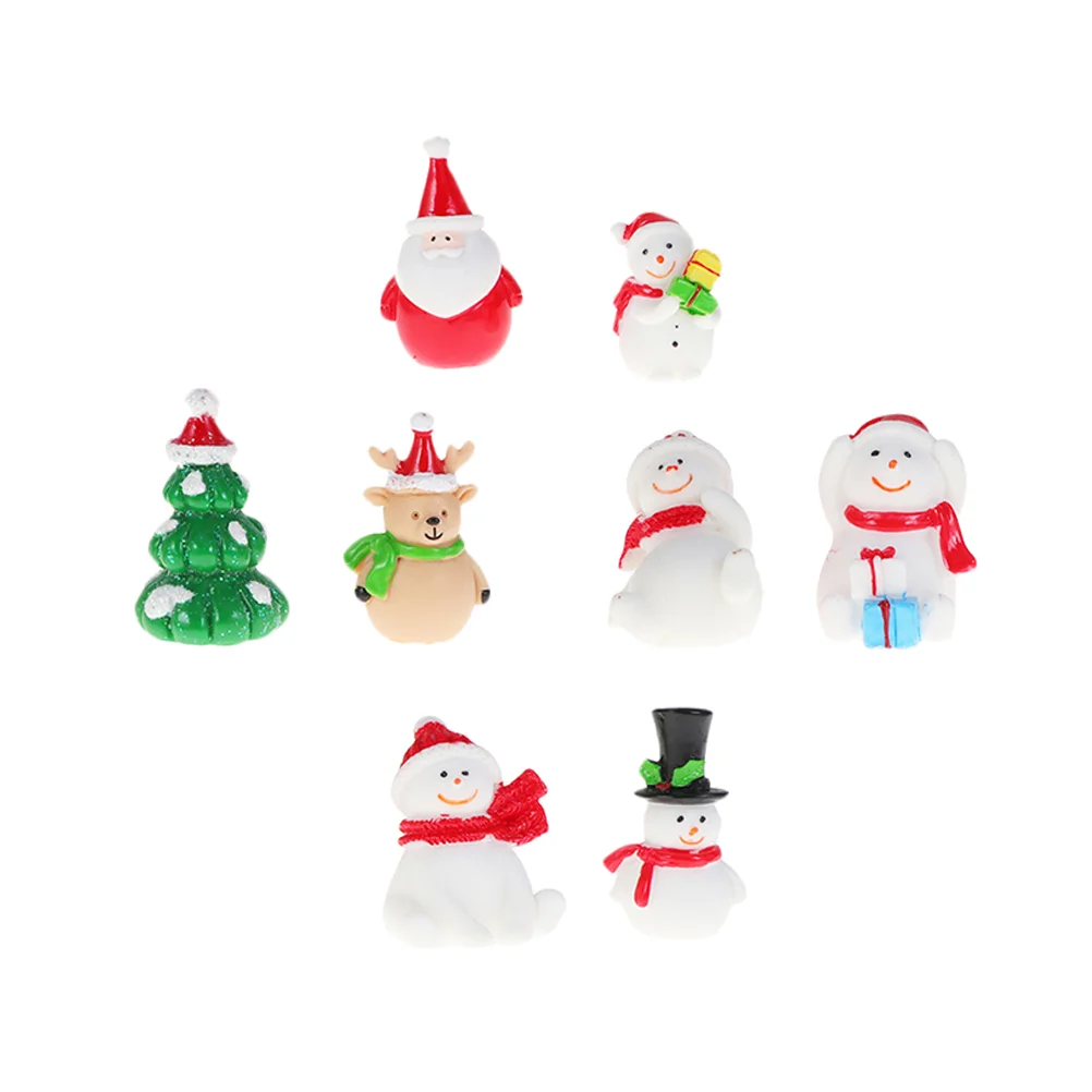 

8pcs Miniatures for Crafts Resin Christmas Ornaments Small Resin Charms Christmas Miniature Figurines