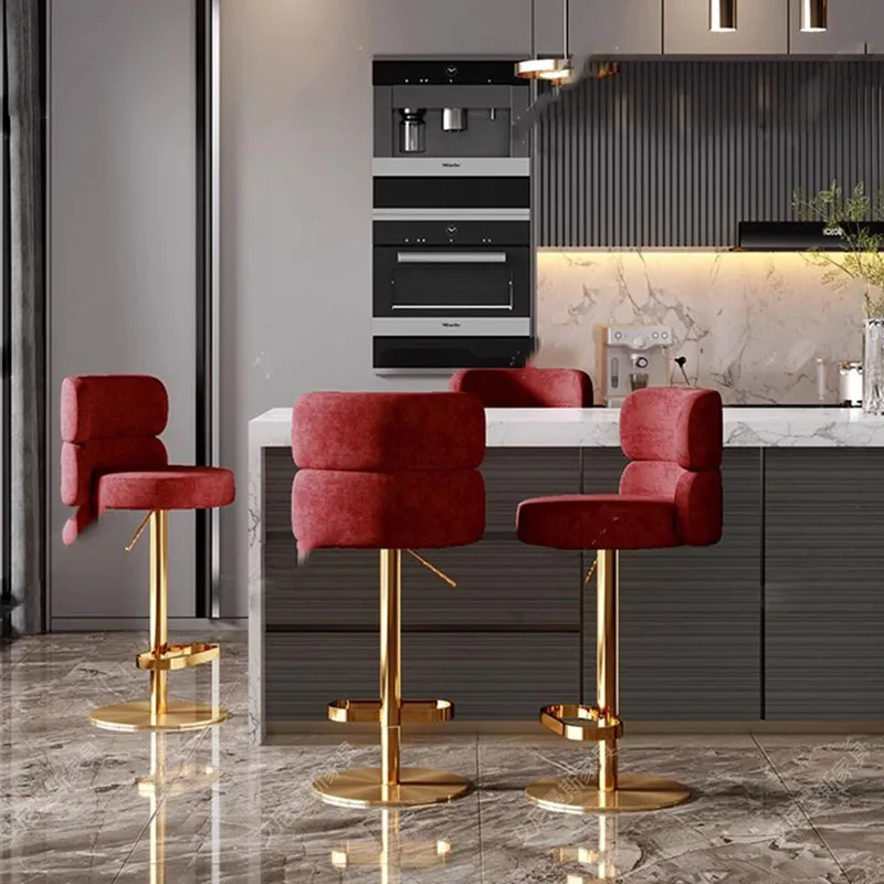 Простые барные стулья с регулируемой спинкой бархатные удобные Современные