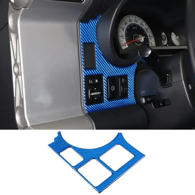 

Для 2007-2021 Toyota FJ Cruiser, мягкое углеродное волокно, синее Автомобильное зеркало заднего вида с регулировкой, переключатель, рамка, наклейка, крышка, автомобильные аксессуары