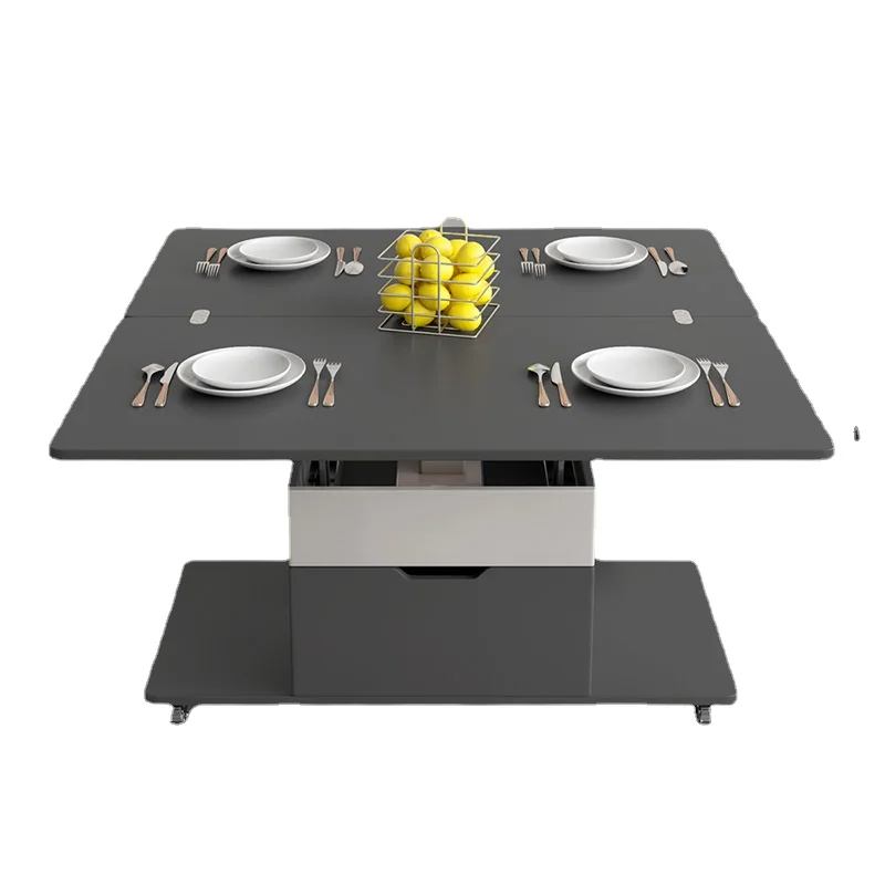 

Qf Multi-Functional Coffee Table Simple Foldable and Hoisting Dining Table Integrated Tea Table