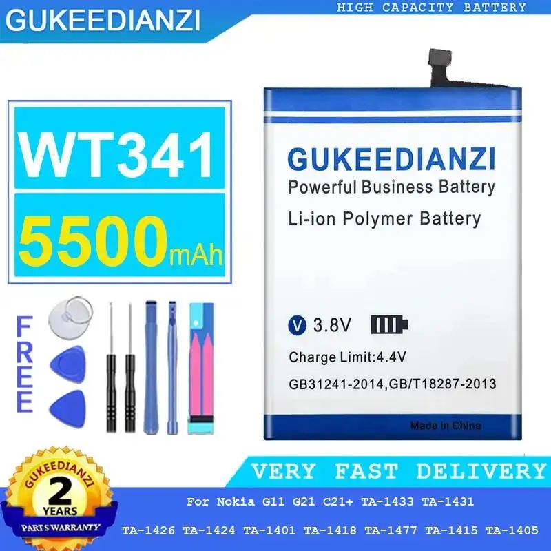 Фото Аккумулятор WT341 5500 мАч для Nokia G11 G21 C21+ TA-1433 TA-1431 TA-1426 TA-1424 TA-1401 TA-1418 TA-1477 TA-1415 TA-1405 №1