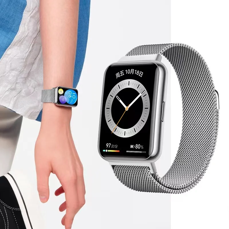Magnetic Loop Band For Huawei Watch Fit 2 Strap Metal Milanese Stainless Steel Bracelet For Huawei Watch Fit 2 Belt Accessories