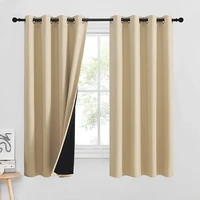 ryb home 2 layers blackout curtain grommet 100 room darkening window treatment for bedroom living room curtain