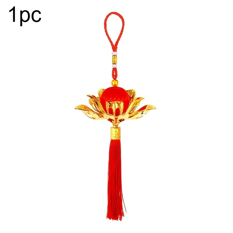 

Красный подвесной фонарь с лотосом