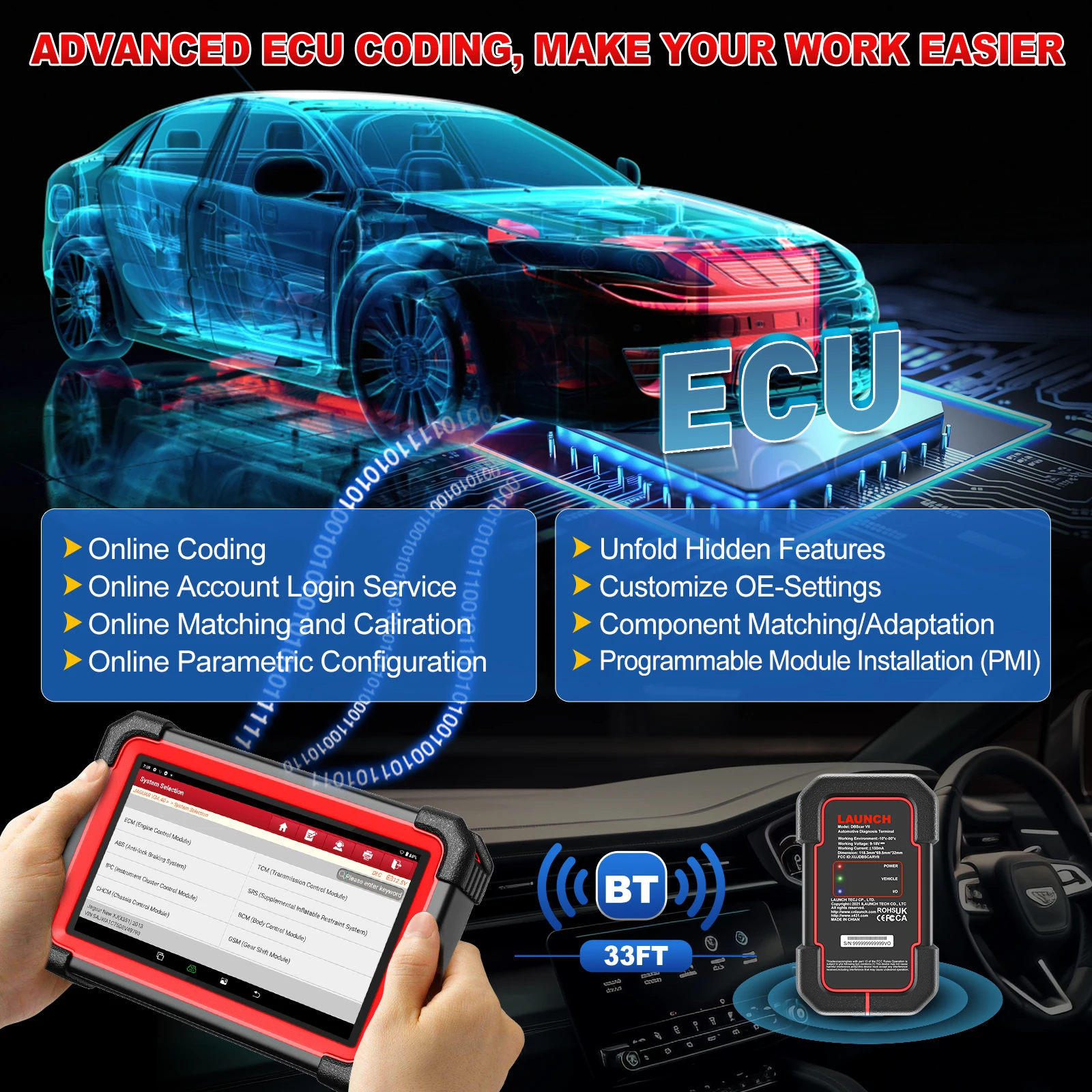 Новый двунаправленный сканер LAUNCH X431 CRP919E BT OBD2 инструмент с добавлением CAN FD/DoIP