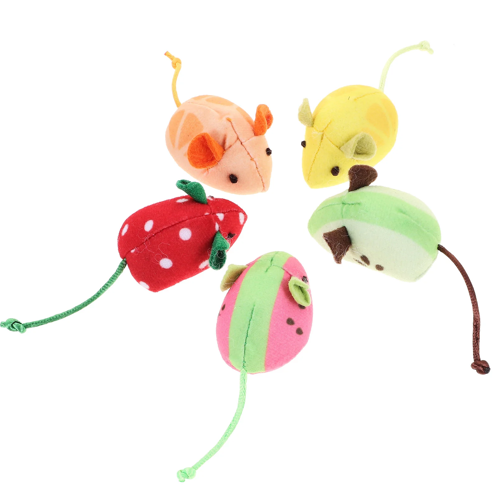 

5 Pcs Mouse Cat Toy Plush Catnip Kitten Toys Stuffed Fruit Funny Mice Cats Indoor Kittens