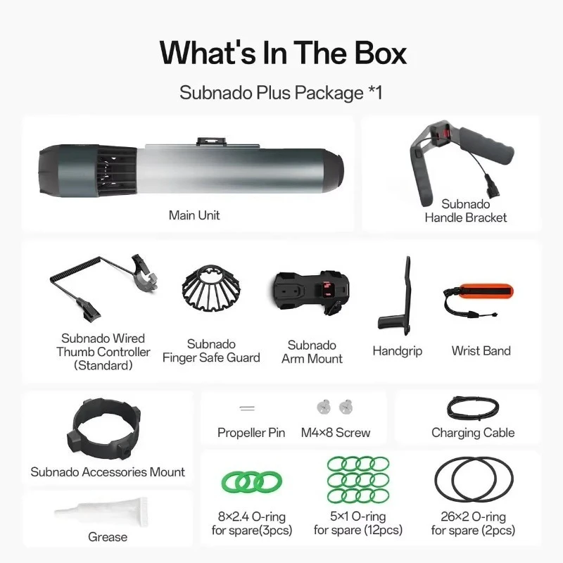 Фото Подводный скутер Waydoo Subnado Plus 800W, максимальная скорость 2,4 м/с, алюминиевый сплав, батарея 144 Вт·ч, легкий вес 1,8 кг, время работы до 56 минут №5