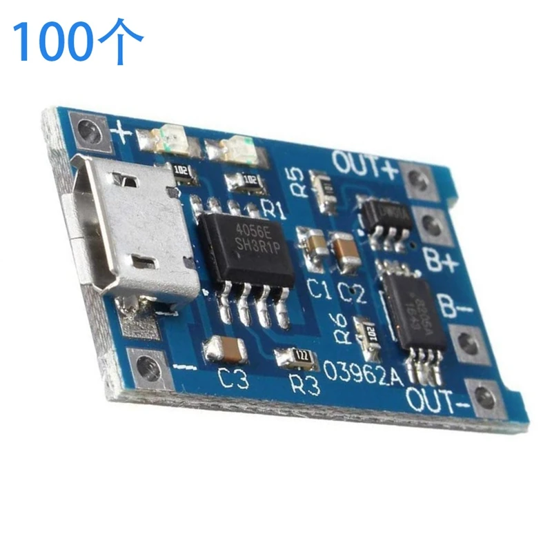 

HFES 100Pcs 5V 1A 18650 TP4056 Lithium Battery Charger Module Charging Board With Protection Dual Functions