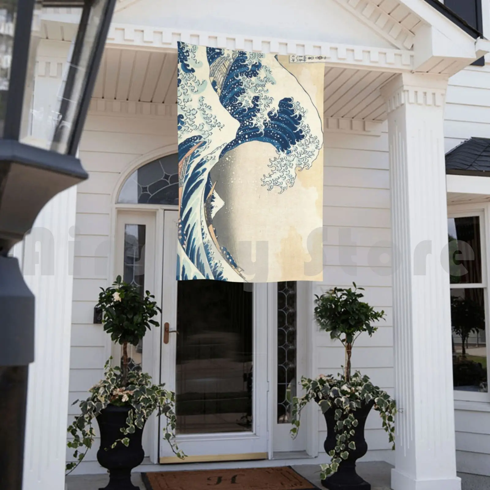 Большая волна Kanagawa флаг автомобиля забавная волновая доска японское цунами вода