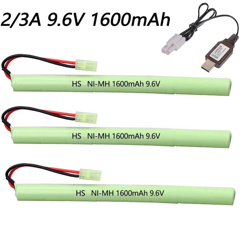 2/3A 9,6 V 1600mAh Stick NIMH Airsoft Аккумулятор для пистолетов Pack Mini Tamiya и USB зарядное устройство для AK47,MP5K,RPK,PKM,G36C,MC51