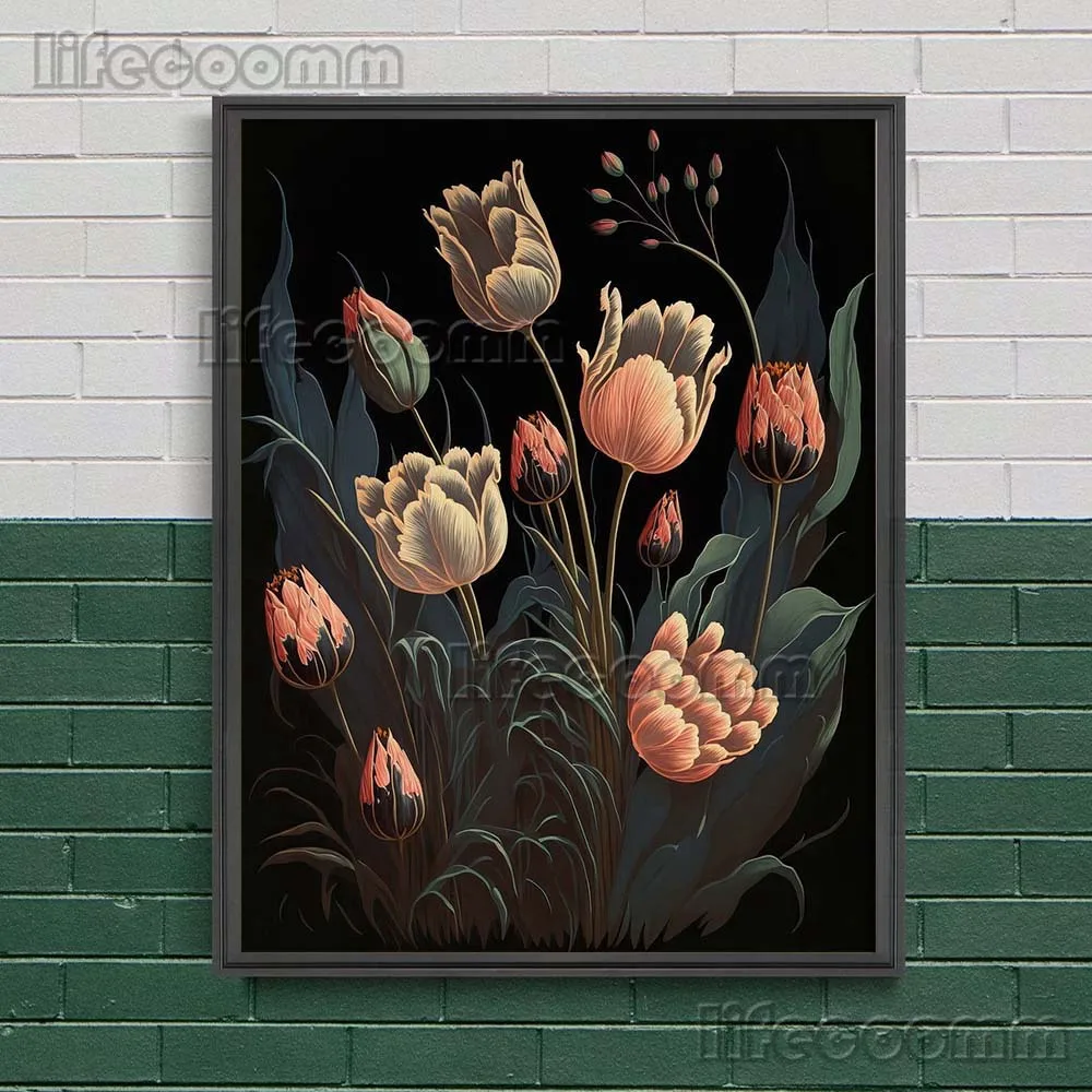 Gooseberry пион цветок радужной оболочки винтажный ботанический настенный