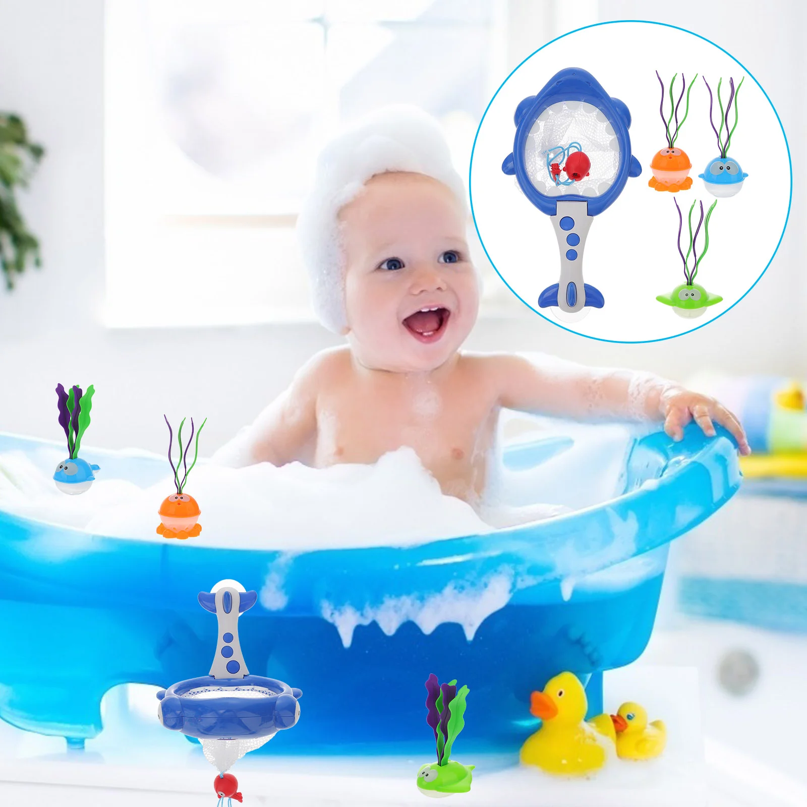 

1 Set Bath Toys Adorable Interesting Bathing Pool Water Fishing Game Children Bathtub Parent-child Interactive Toys