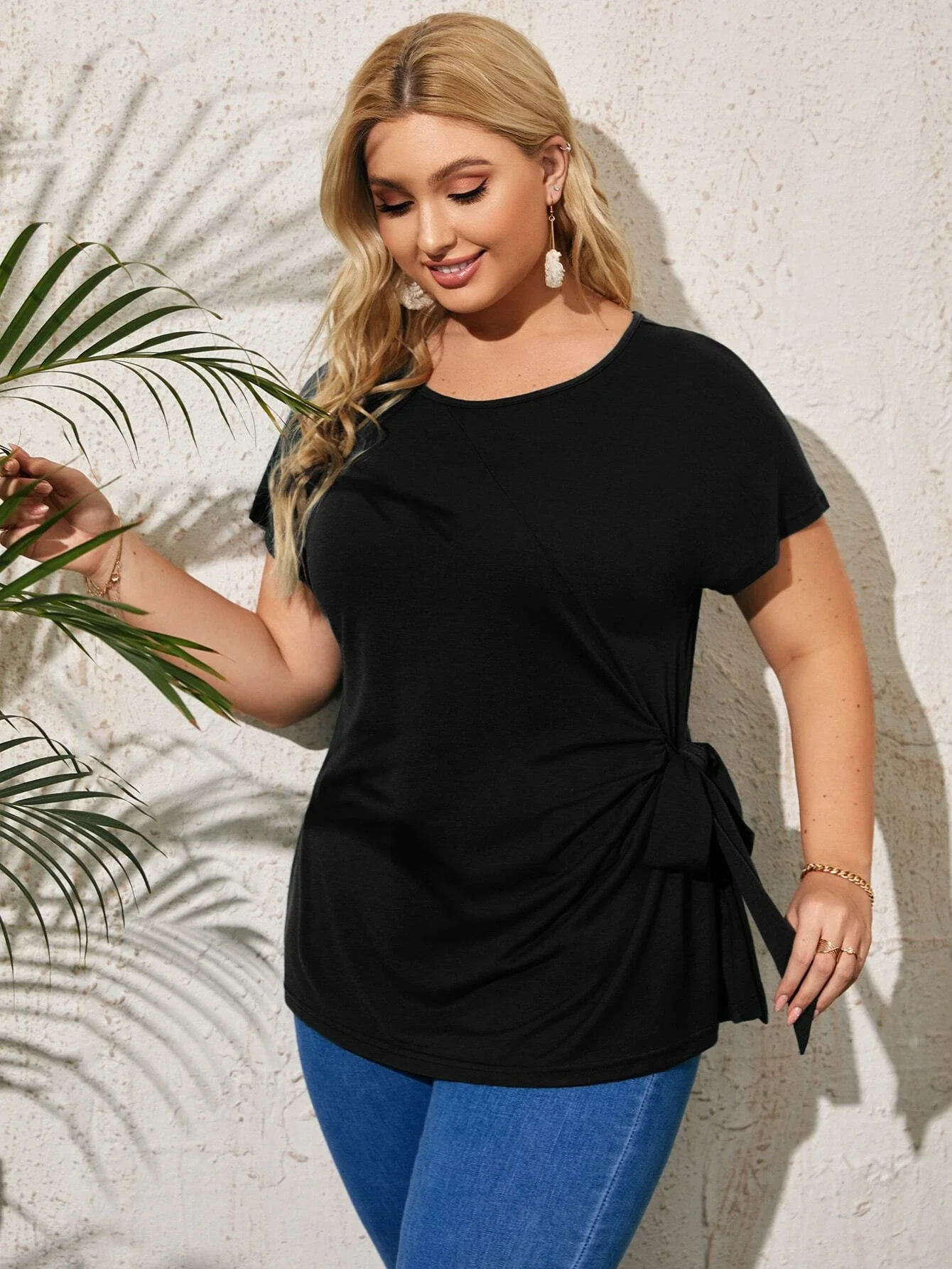 

New Tie Side Batwing Sleeve Tee