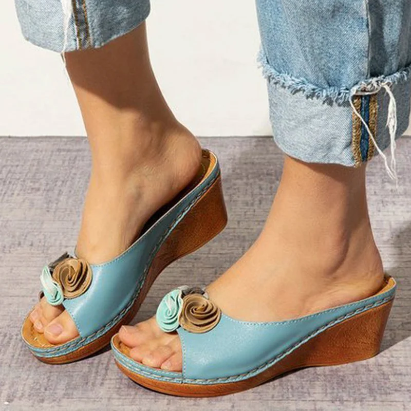 

Сандалии женские с открытым носком, модная повседневная пляжная обувь на танкетке, босоножки в ретро стиле