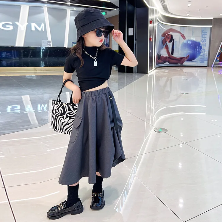 Костюм детский летний из топа с коротким рукавом и юбки на Возраст 4-12 лет |