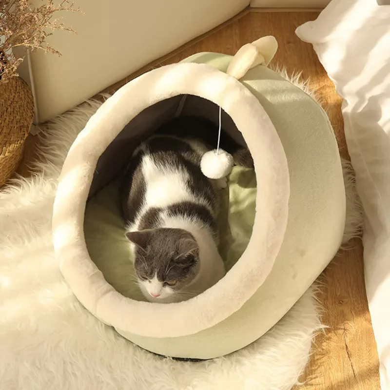 

2023 Pet Cat'S Bed Warm Cat House Soft Plush Round BedsTent Carrier Dogs And Cats Basket Pillow Cave Mat Pet Accessories For