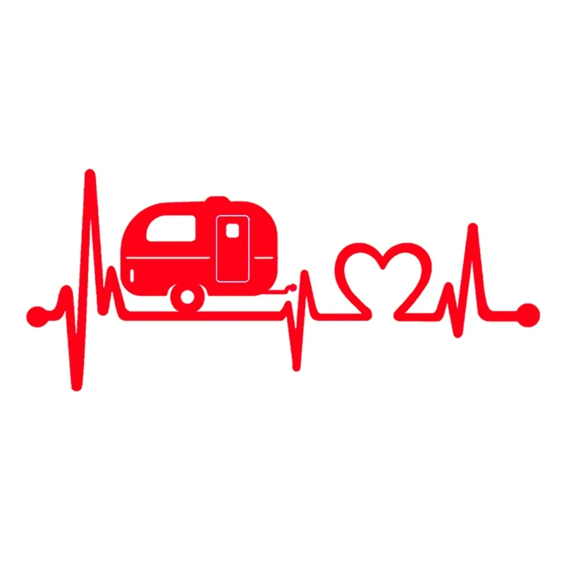 

Караван Love Heartbeat Автомобильная наклейка Кемпер Кузов Окно Наклейки Стайлинг автомобиля Виниловые наклейки,