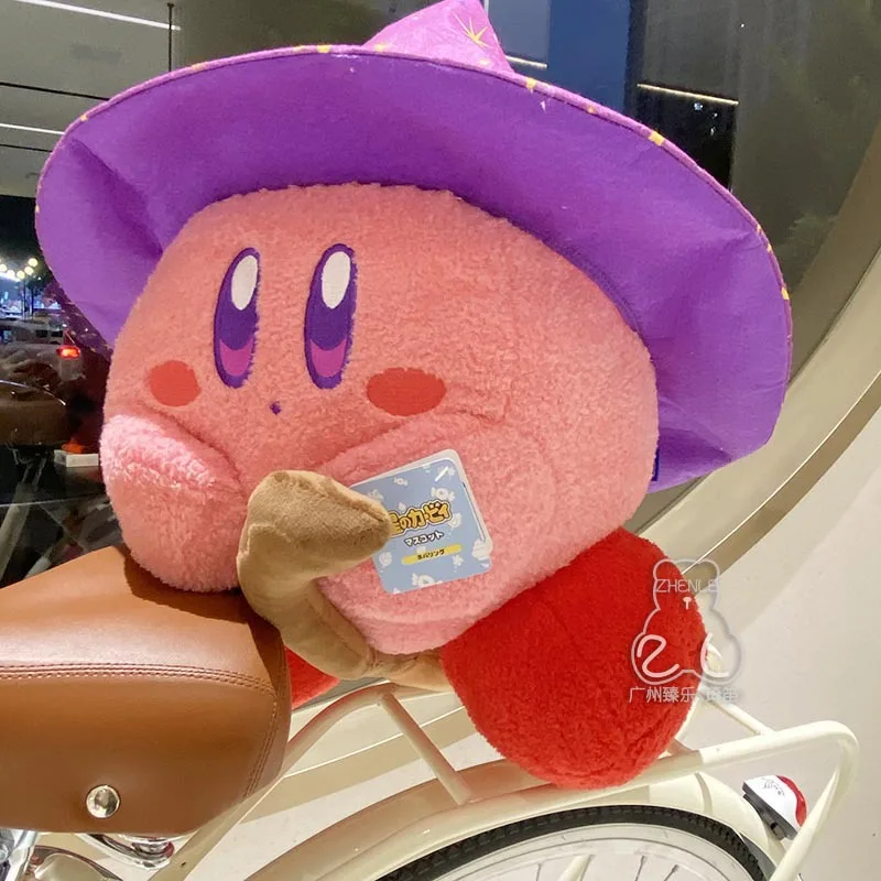 33cm Kawaii Kirby Sanrio Plush Flying Broom Magician Kirby Cartoon Cute Anime Plush Toy for Girl Birthday Gift