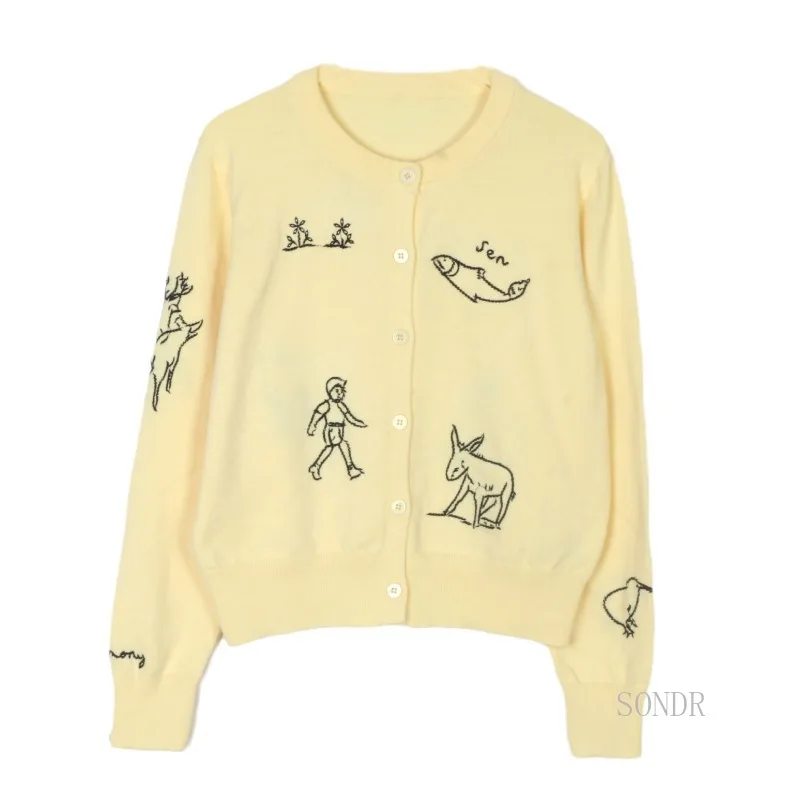 Высокомодный вязаный кардиган в сказочном стиле женский на осень-зиму детский