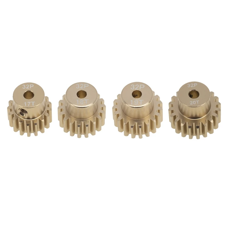 

4Pcs 32P M0.8 3.175Mm 17T 18T 19T 20T Aluminum Alloy Metal Pinion Motor Gear Set For 1/10 1/8 RC Model Car Motor