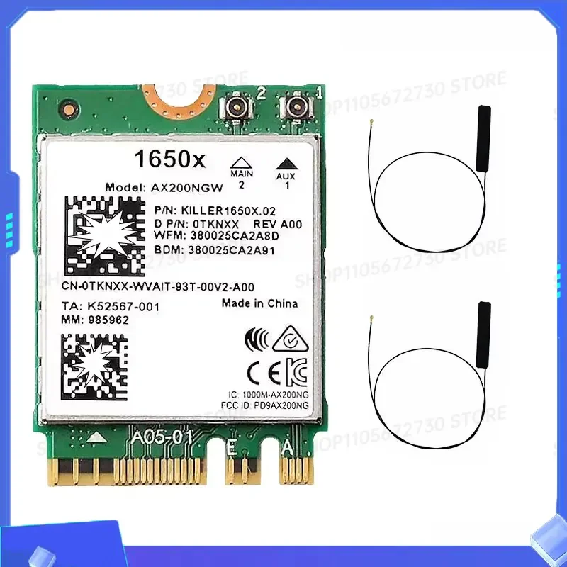 Фото Беспроводная сетевая карта ZZ Killer 1650X AX200 NGW, 3000 Мбит/с, Wi-Fi 6, двухдиапазонная (2.4G/5G), Bluetooth 5.1, поддержка Gigabit WLAN №2