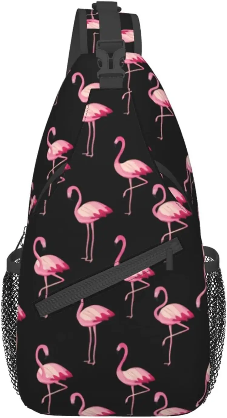 

Qurdtt Pink Flamingo Sling Bag Chest Bags Crossbody Shoulder Backpack Travel Hiking Daypack For Men Women