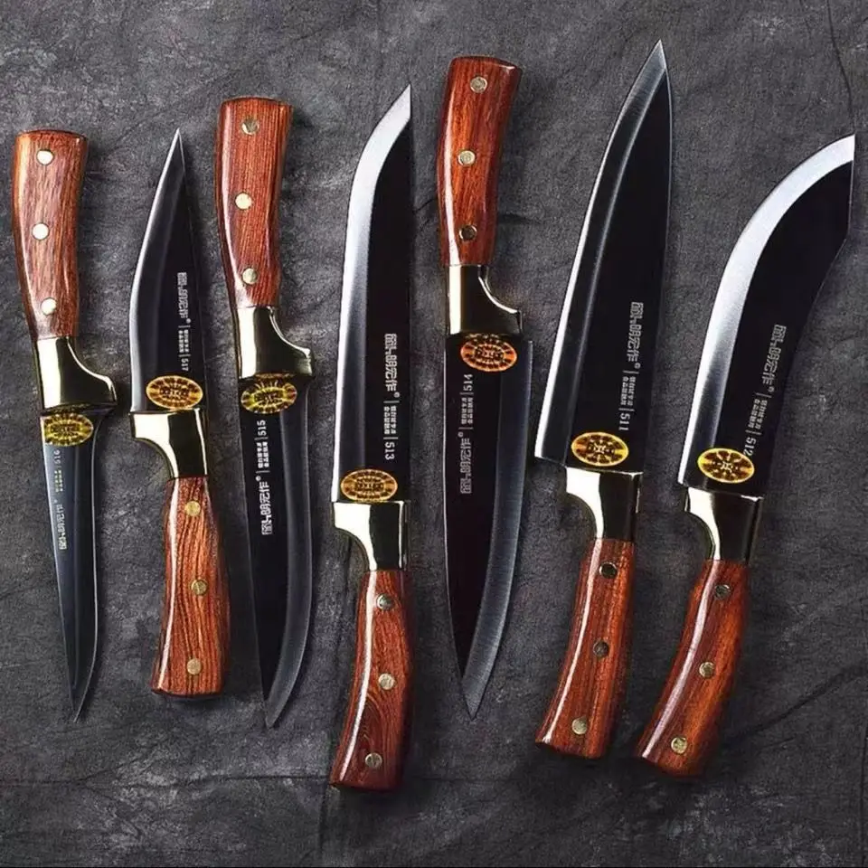 

Stainless Steel Kitchen Knives Set Forged Chef Knife Utility Boning Peeling Cleaver Slicer Nakiri Chopping Knife Gift Case