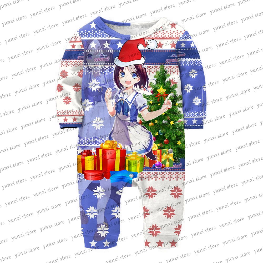 

2021 Horse Racing Female Anime Cosplay Costume Baby Boy Baby Girl Christmas Crawl Suit White Blue Baby Jumpsuit Donghai Emperor
