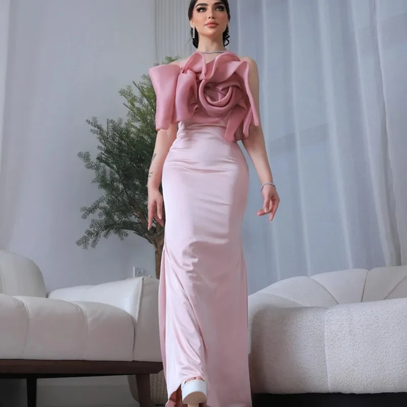 Женское атласное платье с юбкой годе без рукавов в пол