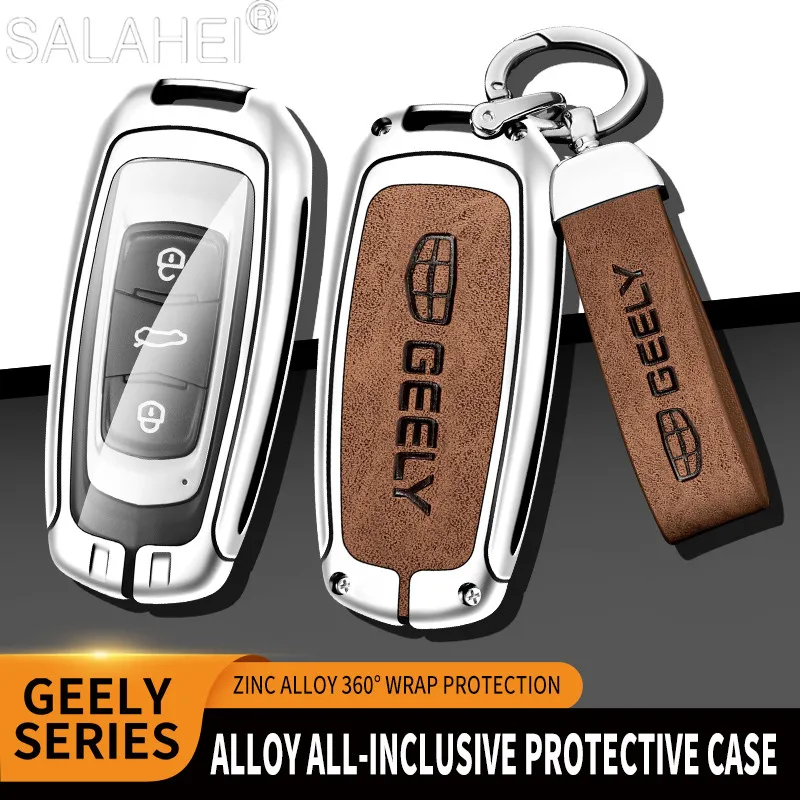 

Zinc Alloy Car Smart Remote Key Fob Case Full Cover Protect Shell Bag For Geely Atlas Boyue NL3 EX7 SUV GT GC9 Emgrand X7 Borui