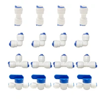 push to connect quick fitting 14 tube od for ro water reverse osmosis system ball valve tee elbow straight pack of 16 pcs