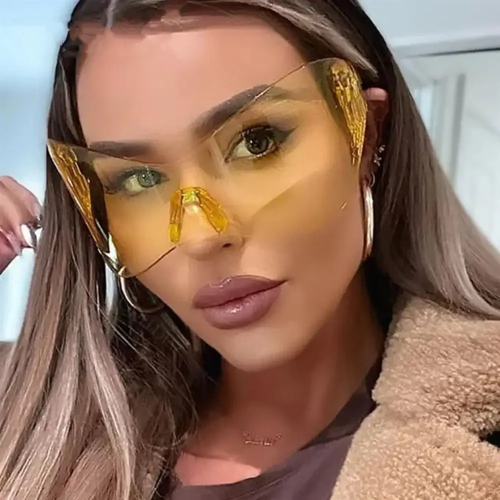 Панк Y2K солнцезащитные очки для женщин и мужчин потому что большие спортивные