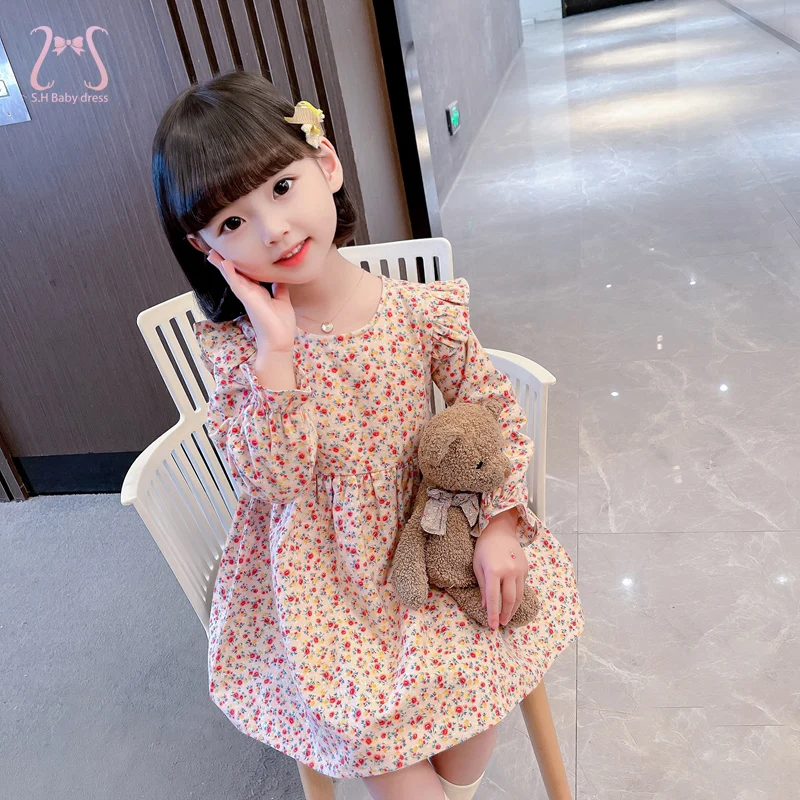

Spring Autumn Girls Floral Dress Long Sleeve Toddler Clothing Cotton Thin Fashion Baby Children's Casual Dresses Clothes