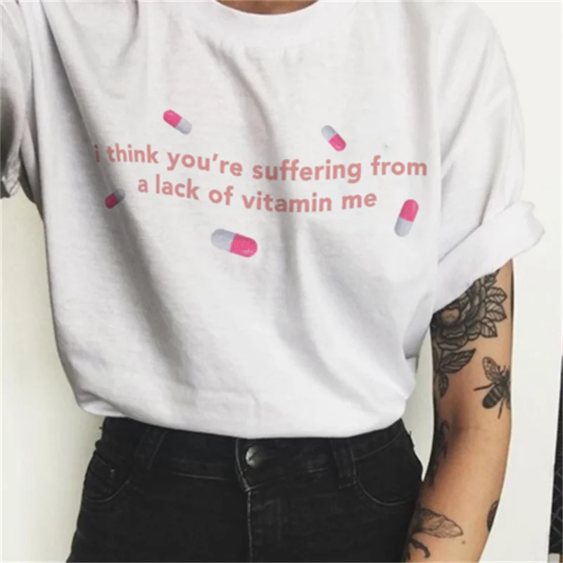 

Vitamin Me Tee Women's T-shirt Goth Woman Clothes Blouses 90s Gothic Aesthetic Vintage Y2k Tops Kawaii Crop