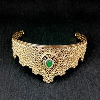 algerian women hair jewelry red green crystal wedding tiara gift moroccan bridal crown tiara ladies