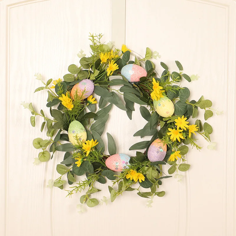

Easter Simulation Silk Garland Decorations Festival Party Artificial Wreath Rattan Door Wall Hanging Scene Layout Ornaments