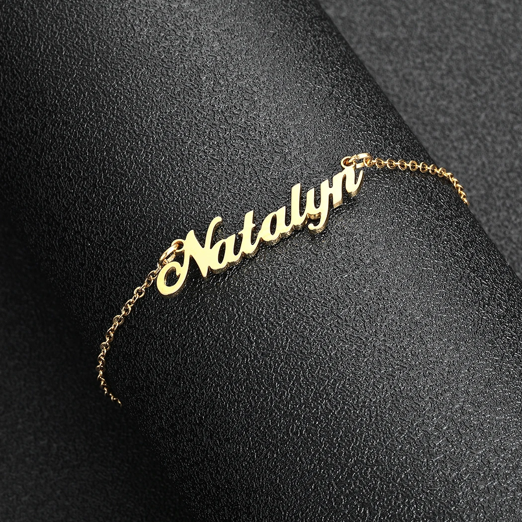 

Chered Luxury Custom Name Bracelet Stainless Steel Nameplate Pendant Black Bracelet For Men Personalized Letter Bracelets Gift