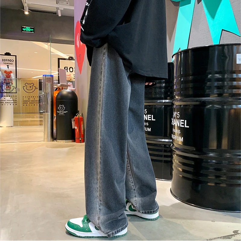 New Men's Jeans Retro Loose Wide-leg Mopping Pants Trend Straight Gradient Color Fashion Streetwear Men's Pants Мужские джинсы