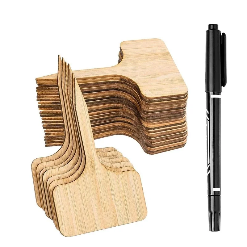 

10/20PCS T-Type Bamboo Plant Labels Eco-Friendly Wooden Plant Sign Tags Garden Markers for Bonsai Seed Potted Herbs Flowers Tool