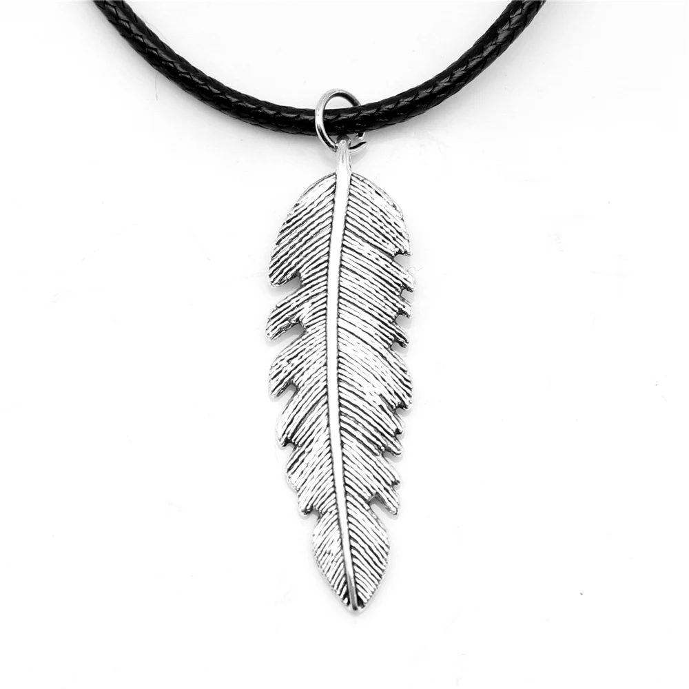 

1pcs Antique Silver Color 12x38mm Feather Necklace Handmade Jewerly Diy