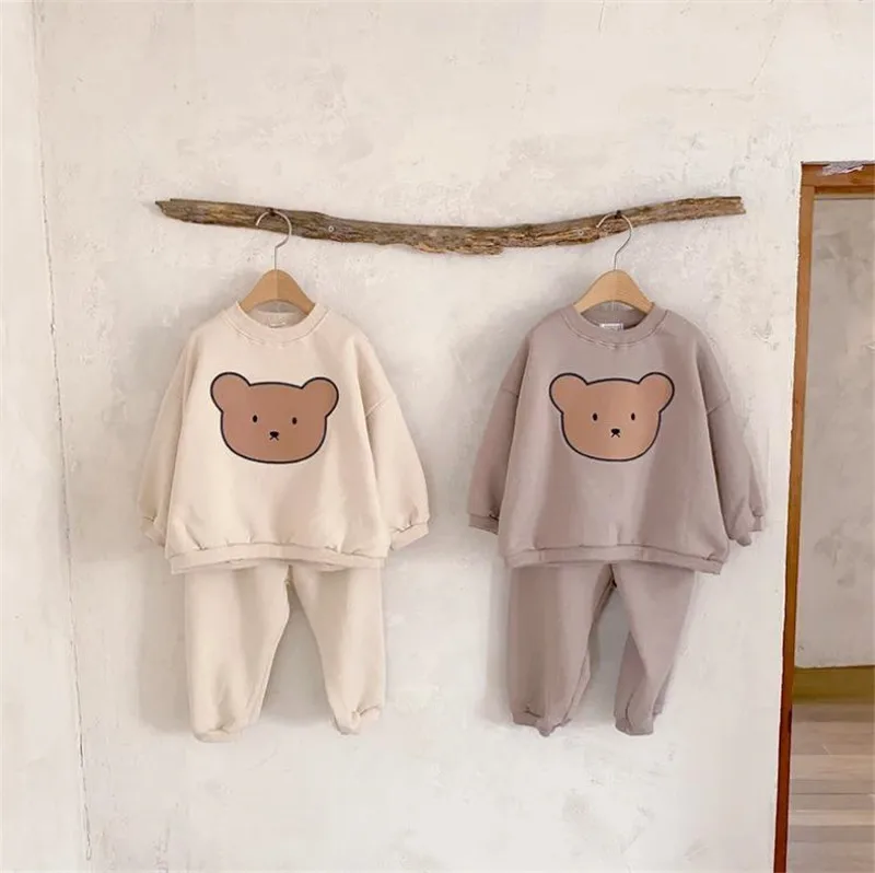 

2022 Spring New Baby Clothing Sets for Girls Boys Sweatshirt Pants Suits Bear Head Children's 2 Piece Set Outfit