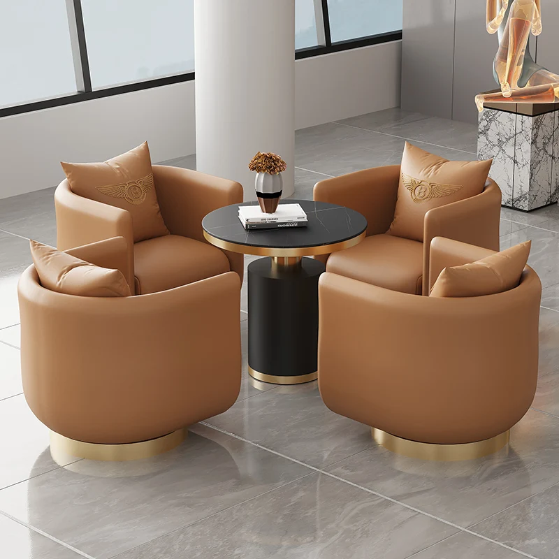 

Luxury single sofa and chair rotary hotel reception sofa coffee shop club leisure negotiation sofa table and chair combination