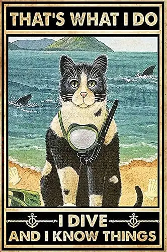 Cat That?ˉs What I do Dive and I'm Things Poste Vintage постер жестяные знаки 8x12 дюймов Забавный
