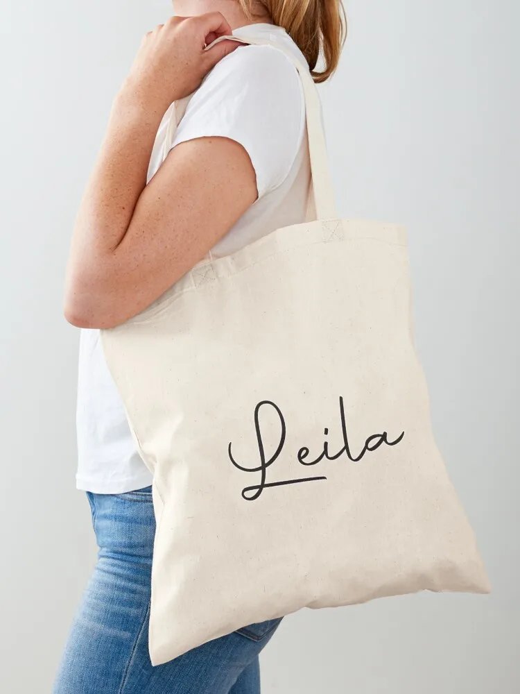 Leila Cursive Name Label Tote Bag Портативная сумка для покупок Тканевая Холщовая
