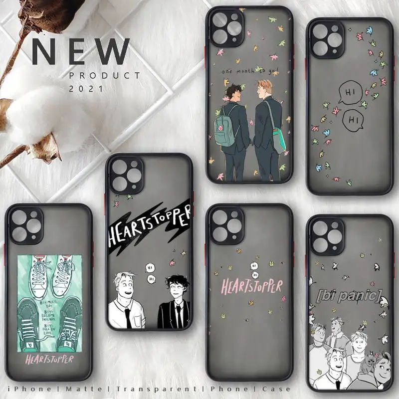 

Heartstopper Nick and-Charlie cartoon Phone Case matte transparent For iphone 7 8 11 12 13 plus mini x xs xr pro max cover